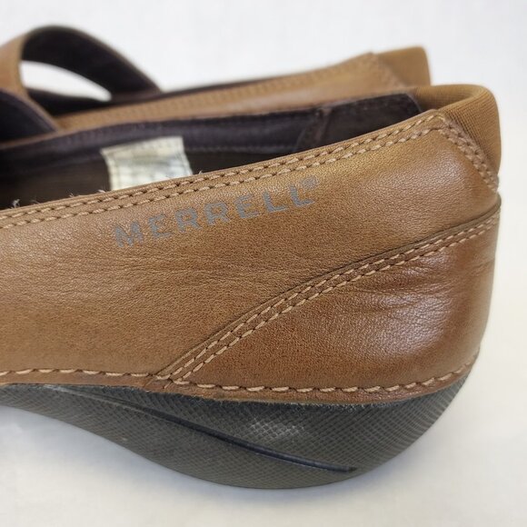 Merrell Brio Saddle Mary Jane Women's Size 8.5 Brown Leather Wedge Comfort Shoes - Picture 15 of 15